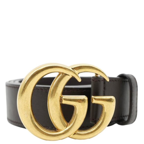 GucciGG Buckle Marmont Thin Leather Belt Black 414516 Size 75/30